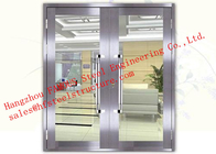 Galvanized Steel Fireproof Aluminum Frame Glass Double Doors For Shopping Mall