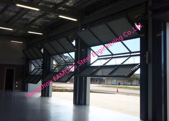 Non-deforming Aluminum Frame Glass Garage Door Up Clambing Bi Folded Hangar Door With Remote Control