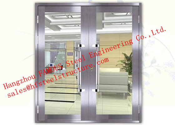 Galvanized Steel Fireproof Aluminum Frame Glass Double Doors For Shopping Mall