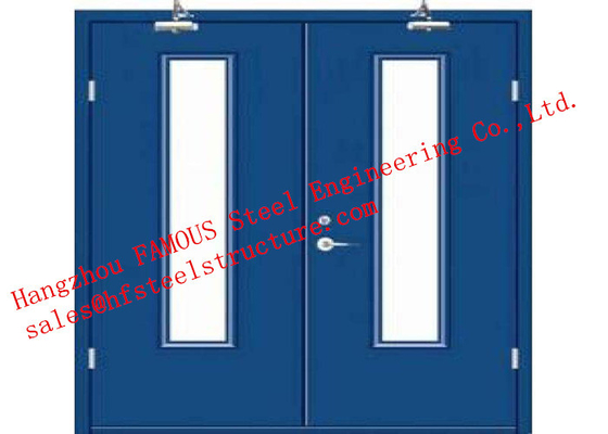 Galvanized Steel Fireproof Aluminum Frame Glass Double Doors For Shopping Mall