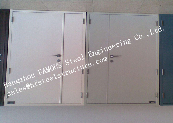 Galvanized Steel Fireproof Aluminum Frame Glass Double Doors For Shopping Mall