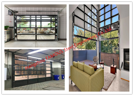 Aluminum Frame Rolling Door Customized Transparent Door With Tempered Glass Panel