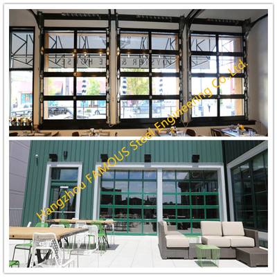 Aluminum Frame Rolling Door Customized Transparent Door With Tempered Glass Panel