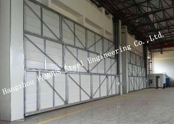 Manual Folded Push Pull Overhead Industrial Garage Doors Track And Hardware Of Aircraft Hanger