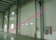 Full Vertical Lift Door Motorized Industrial Garage Doors With Transparent Windows And Pedestrian Access