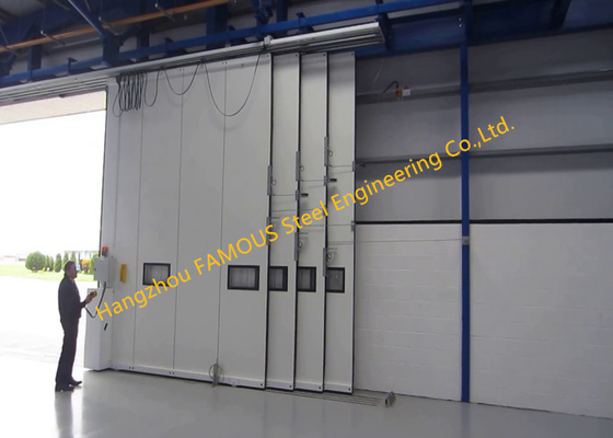 Multi Sector Structural Hinged Doors Bottom Roller Sliding Hangar Door Smart Track Design