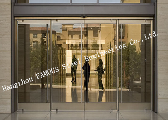 Aluminum Frame Sliding Double Glass Facade Doors For CBD Office or Exhibition Showroom