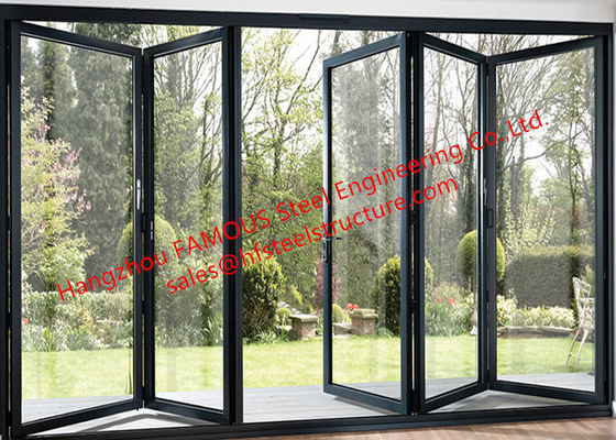 Exterior Aluminum Folding Door Double Glazing Thermal Break Standard Metal Frame Bi Folding Doors