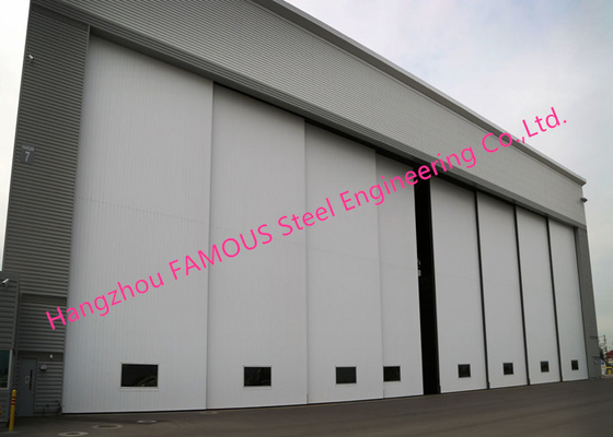 Multi Sector Structural Hinged Doors Bottom Roller Sliding Hangar Door Smart Track Design