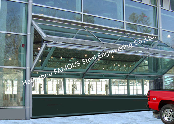 Non-deforming Aluminum Frame Glass Garage Door Up Clambing Bi Folded Hangar Door With Remote Control