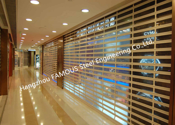 Motorized Crystal Clear Commercial Rolling Doors Polycarbonate Overhead Doors For Sale